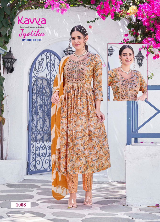 Jyotika Vol 1 By Kavya Alia Cut Printed Kurti With Bottom Dupatta Wholesale Shop In Surat